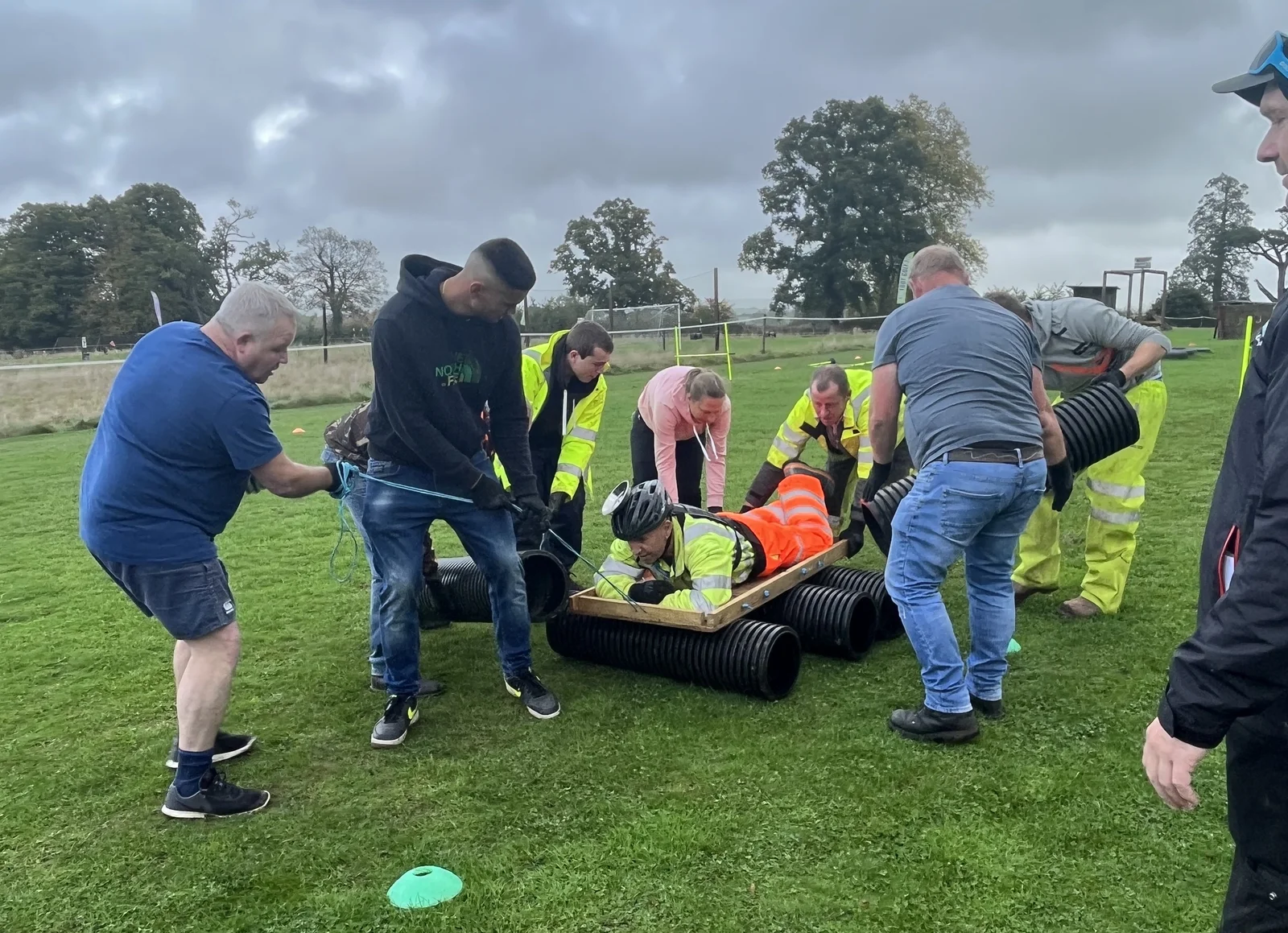 Bridge colleagues taking part in a team-building activity at Escot in 2022